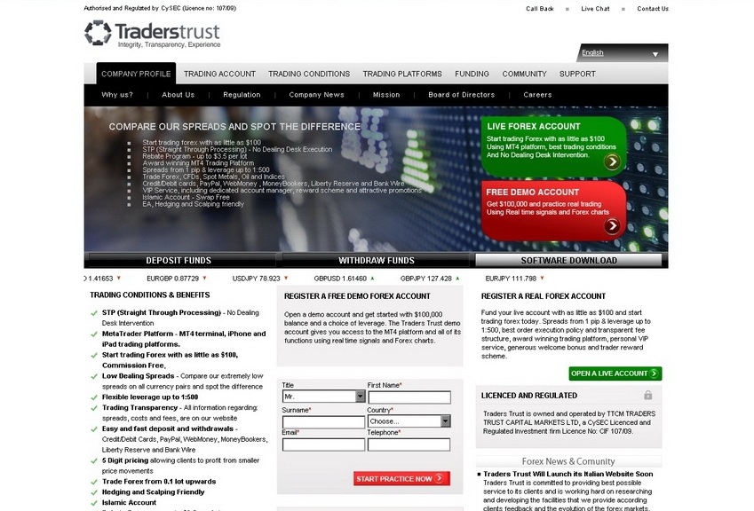 Traders Trust web project preview